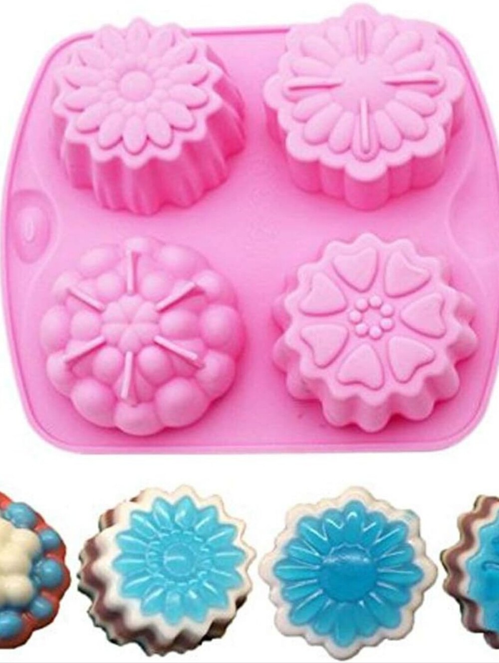 Set Of 7 NWT Floral Silicone Molds - Multiple Flower Shapes- New Soap Molds - Picture 2 of 7